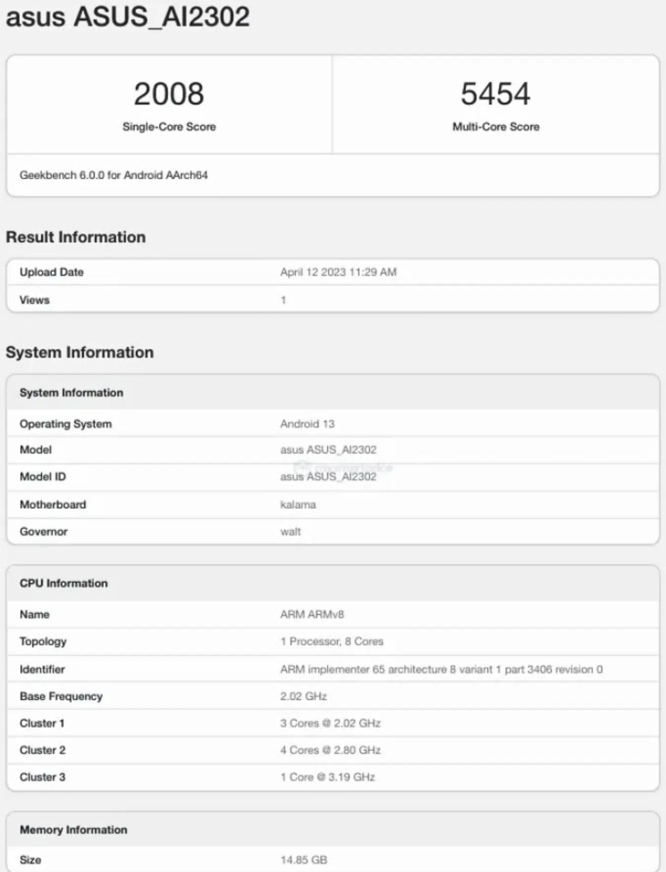 Asus Zenfone 10 spotted on Geekbench