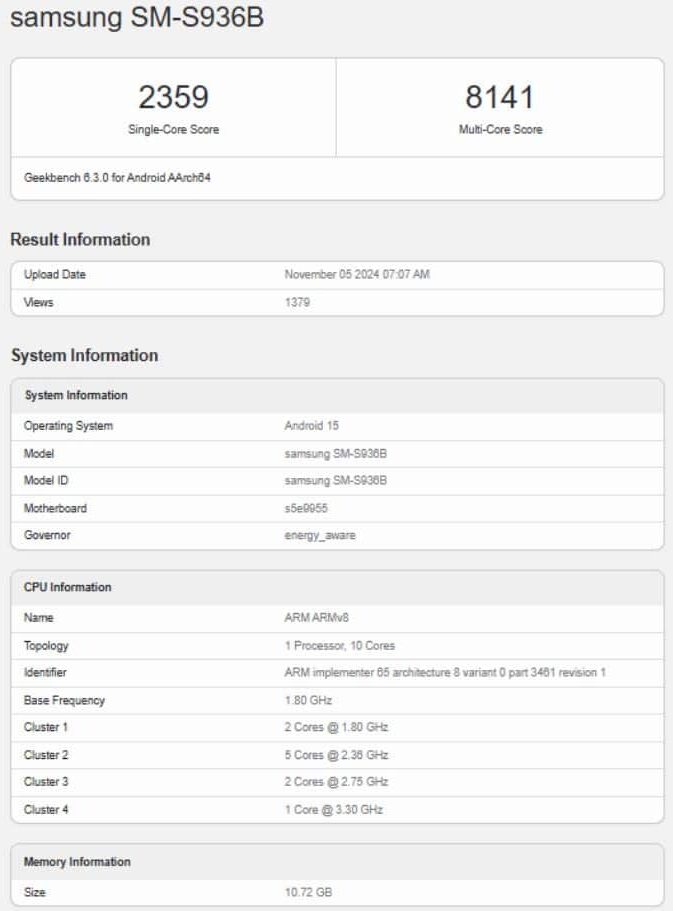 Samsung Galaxy S25 Plus appears on Geekbench